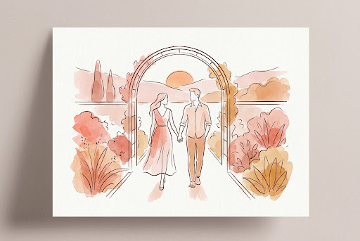Romantic garden illustration