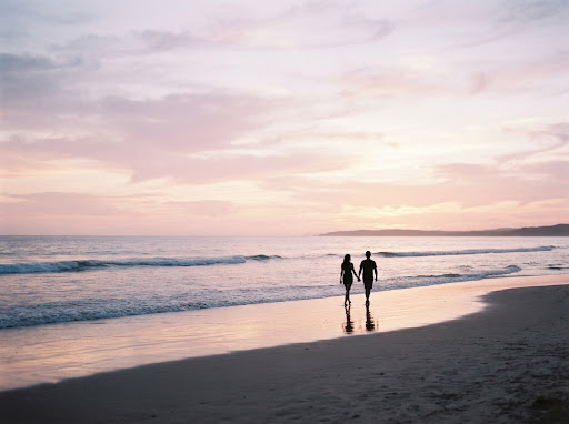 Beach sunset silhouettes